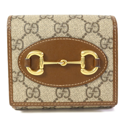 GUCCI 塗層帆布Horsebit 1955金扣錢包