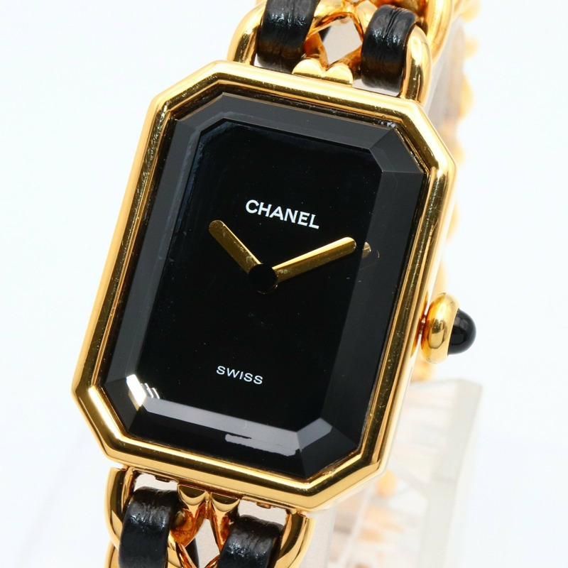 CHANEL Premiere S 手錶,GP(鍍金),皮革,女士,黑色,H0001-2