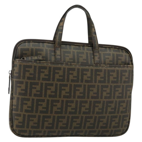 FENDI Zucca 帆布電腦保護套 黑棕色 正品 SW1528