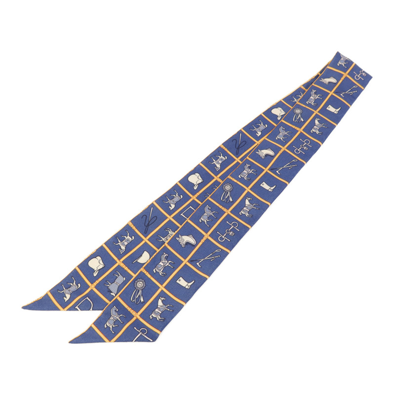 HERMES 絲質Twilly絲巾Blue-1