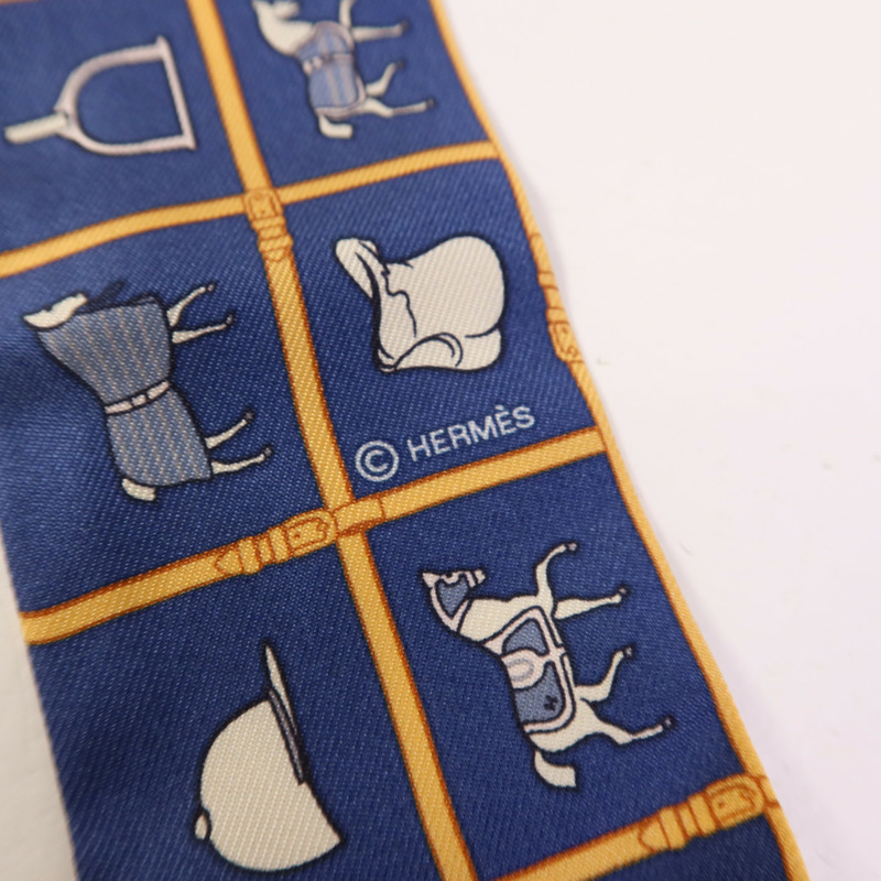 HERMES 絲質Twilly絲巾Blue-6