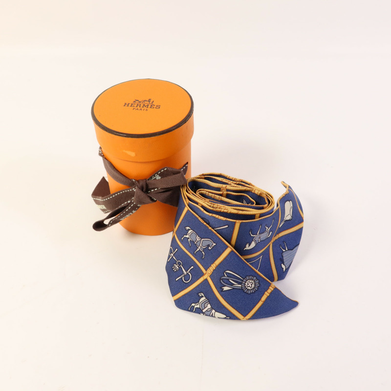 HERMES 絲質Twilly絲巾Blue-9