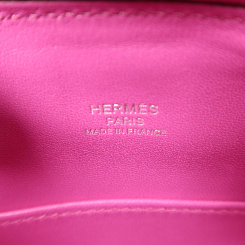 HERMES Chevre Mysore皮革Mini Bolide 1923銀扣手挽肩背兩用袋Rose Purple-6
