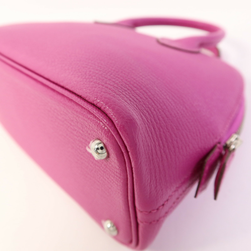 HERMES Chevre Mysore皮革Mini Bolide 1923銀扣手挽肩背兩用袋Rose Purple-11