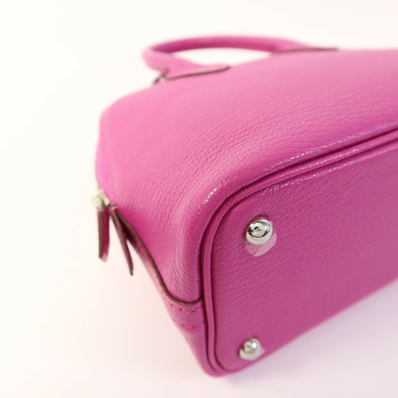 HERMES Chevre Mysore皮革Mini Bolide 1923銀扣手挽肩背兩用袋Rose Purple-14