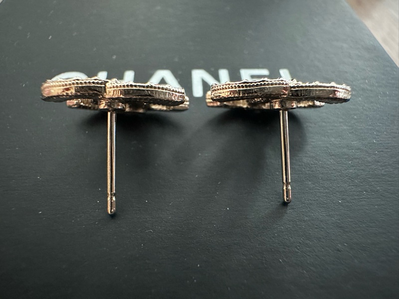 全新 Chanel 雙C經典耳環 耳釘 彩鑽藍黃粉不對稱-10