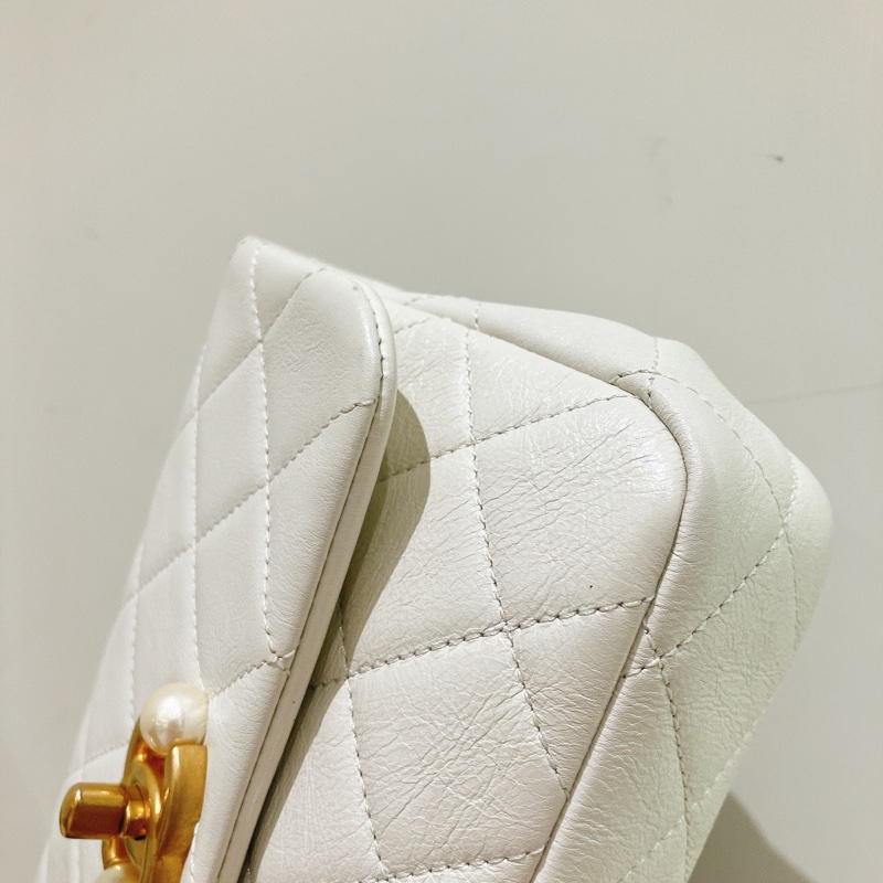 TK1821 CHANEL 香奈兒牛皮珍珠包 22A PEARL CALFSKIN MINI FLAP BAG WHITE X GHW-4