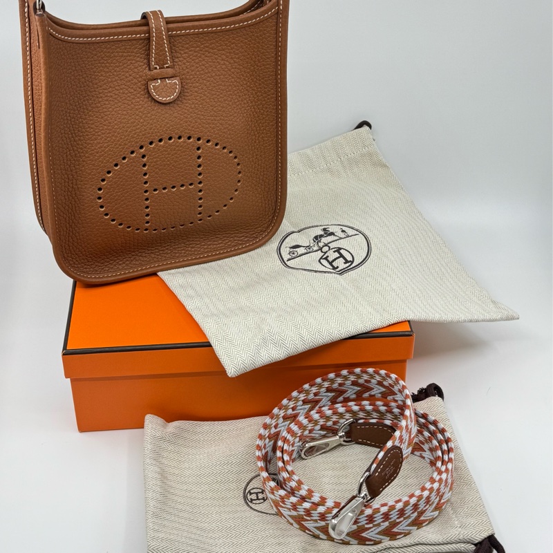 HERMÈS Mini Eyelyne 金棕色配彩色織帶-5