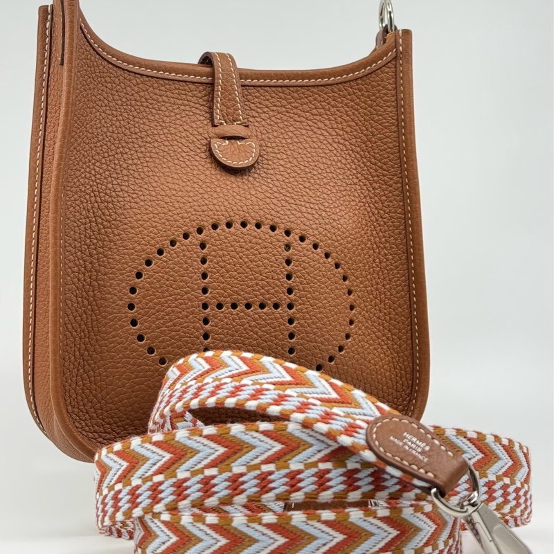 HERMÈS Mini Eyelyne 金棕色配彩色織帶-7