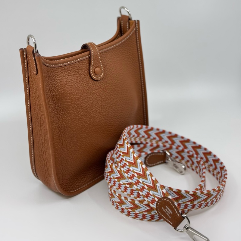 HERMÈS Mini Eyelyne 金棕色配彩色織帶-10