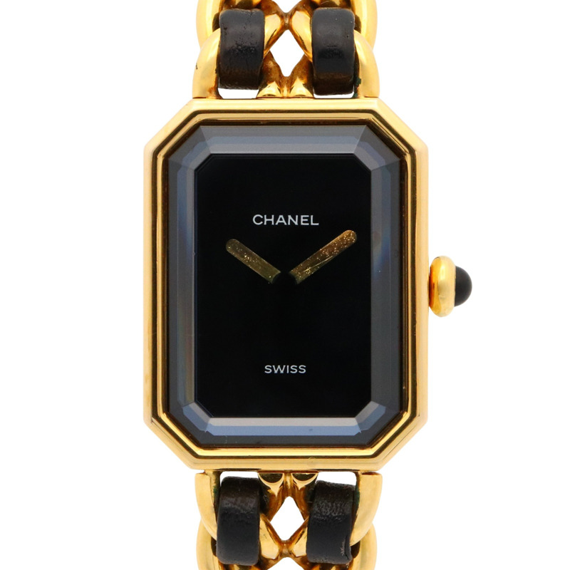 CHANEL Premiere M 手錶,GP(鍍金),皮革,女士,黑色,H0001-0