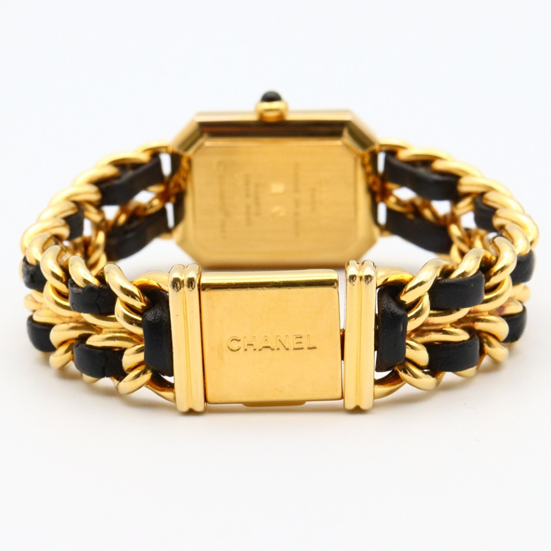 CHANEL Premiere M 手錶,GP(鍍金),皮革,女士,黑色,H0001-4