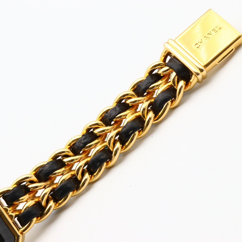 CHANEL Premiere M 手錶,GP(鍍金),皮革,女士,黑色,H0001-12