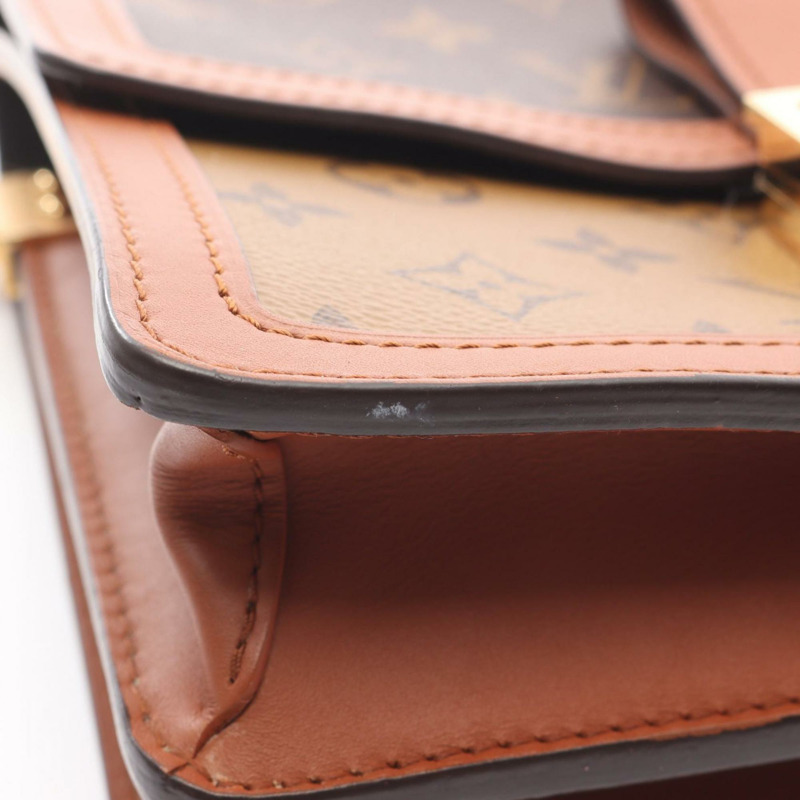 Louis Vuitton Dauphine MM 肩背包,塗層帆布和皮革,Monogram Reverse,女款,棕色,M44391-5