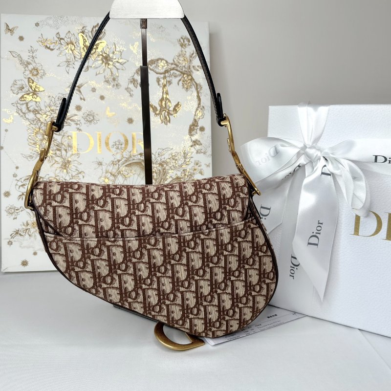 DIOR Saddle棕色緹花馬鞍包-1