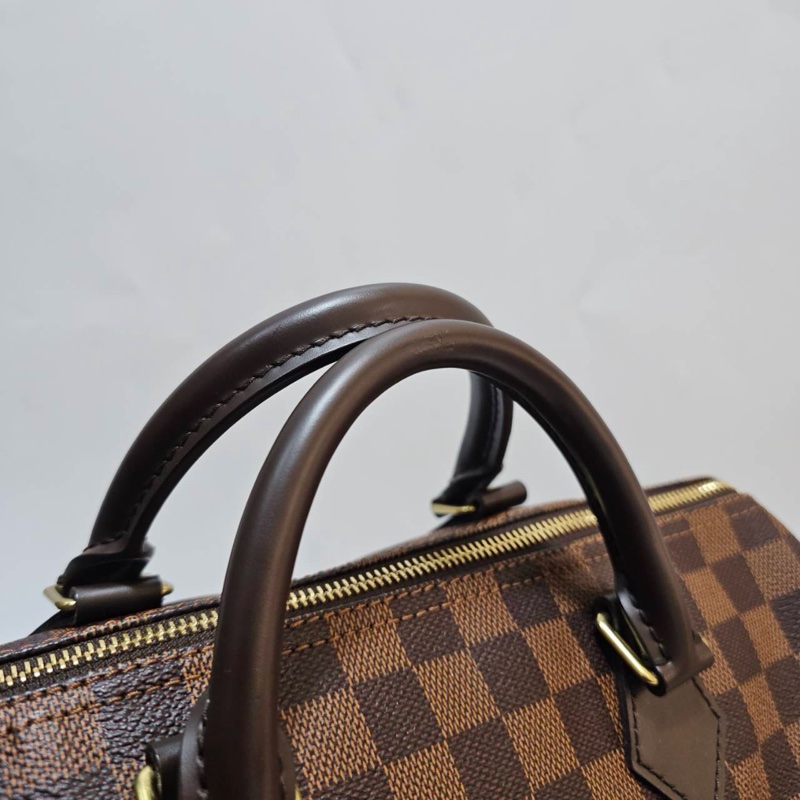 LV 咖棋盤格Speedy30 金釦手提波士頓包N41531-2