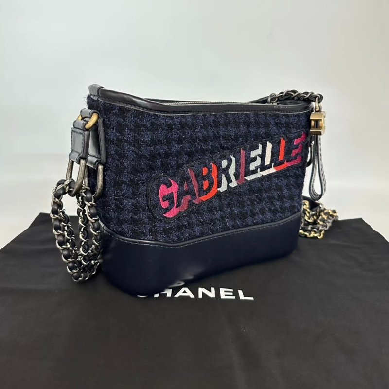 CHANEL 毛呢流浪小號肩背斜背包20*16*8 98新配件塵袋-1