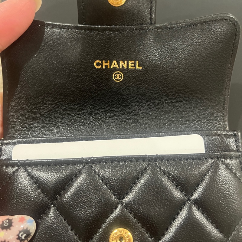 Chanel 羊皮 金扣 卡包 錢包 卡夾 全新 芯片款 零錢包-2