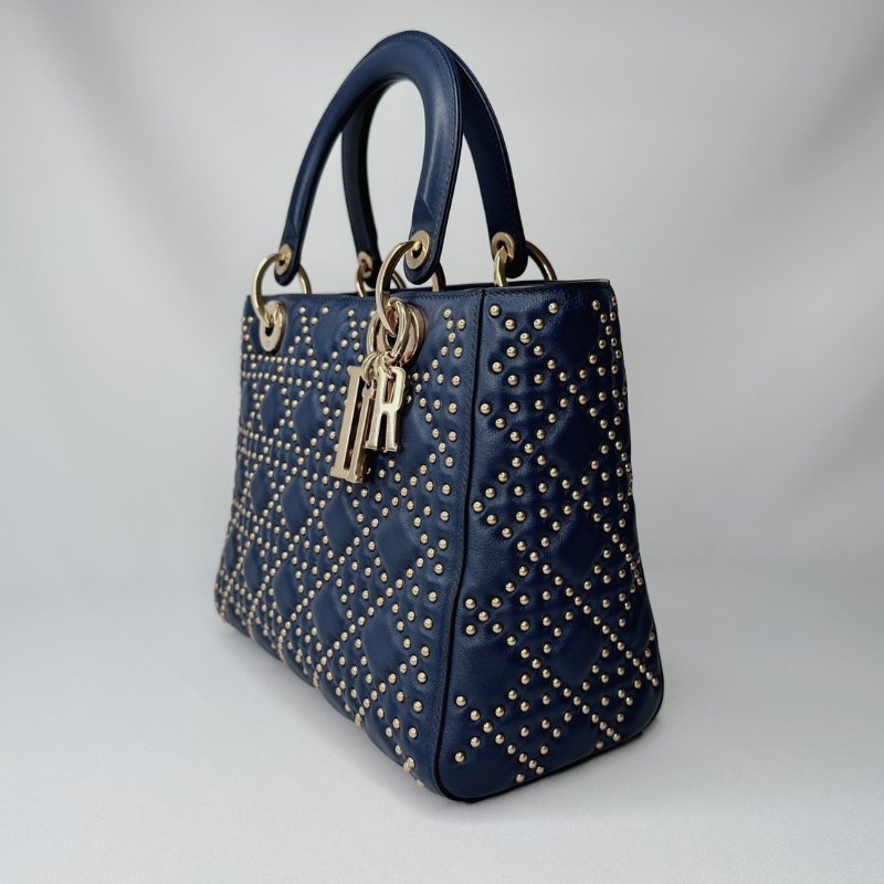 DIOR 藍金鉚釘五格黛妃包-2