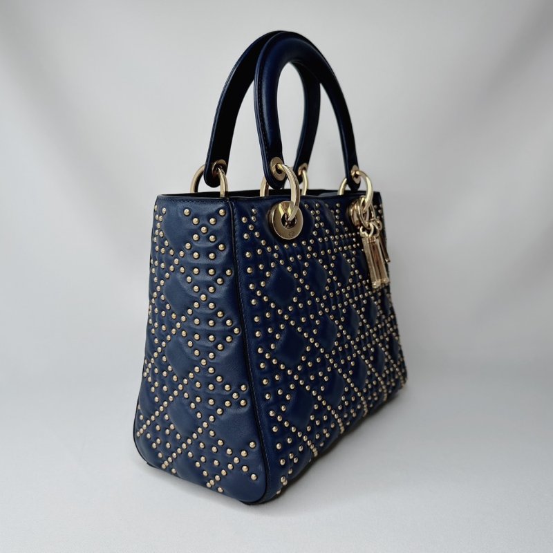 DIOR 藍金鉚釘五格黛妃包-3