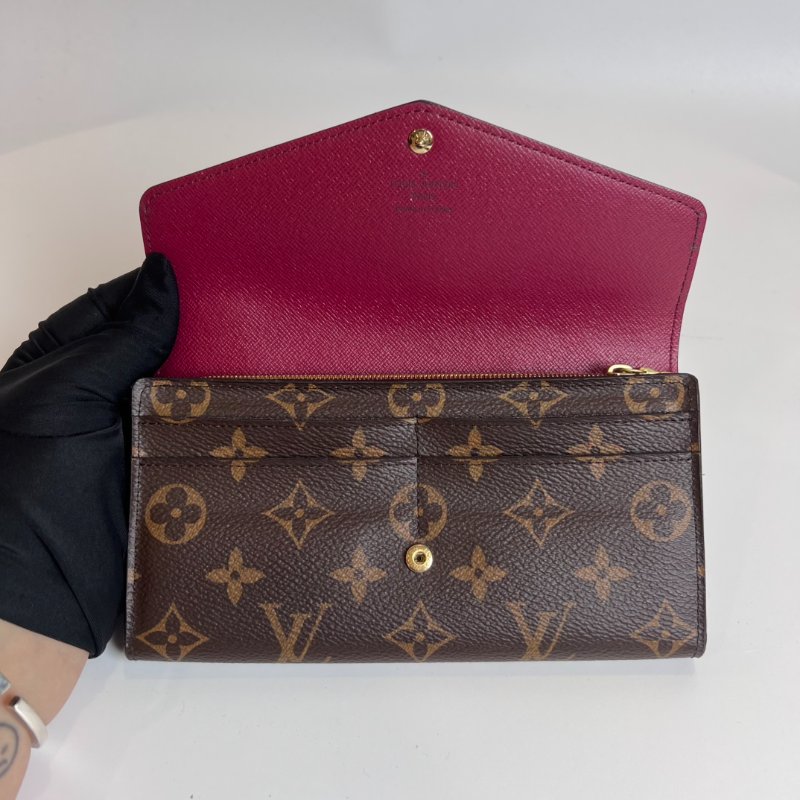 LV M62234/晶片款老花玫瑰紅SARAH長夾-4