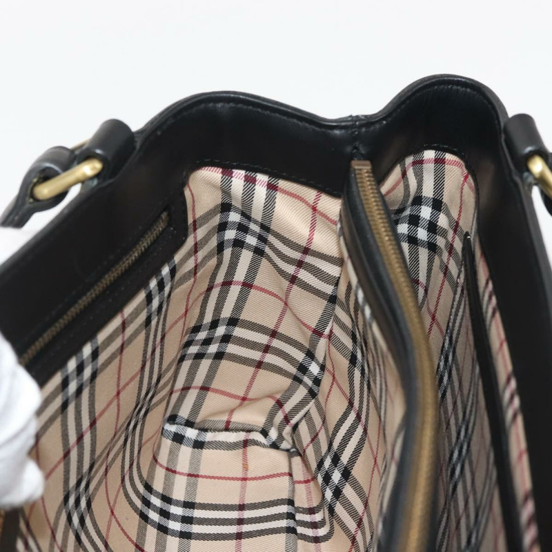 【日本直送】BURBERRY 手提包 皮革 黑金 正品 BA5695-16