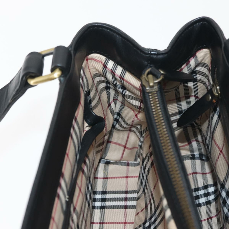 【日本直送】BURBERRY 手提包 皮革 黑金 正品 BA5695-19