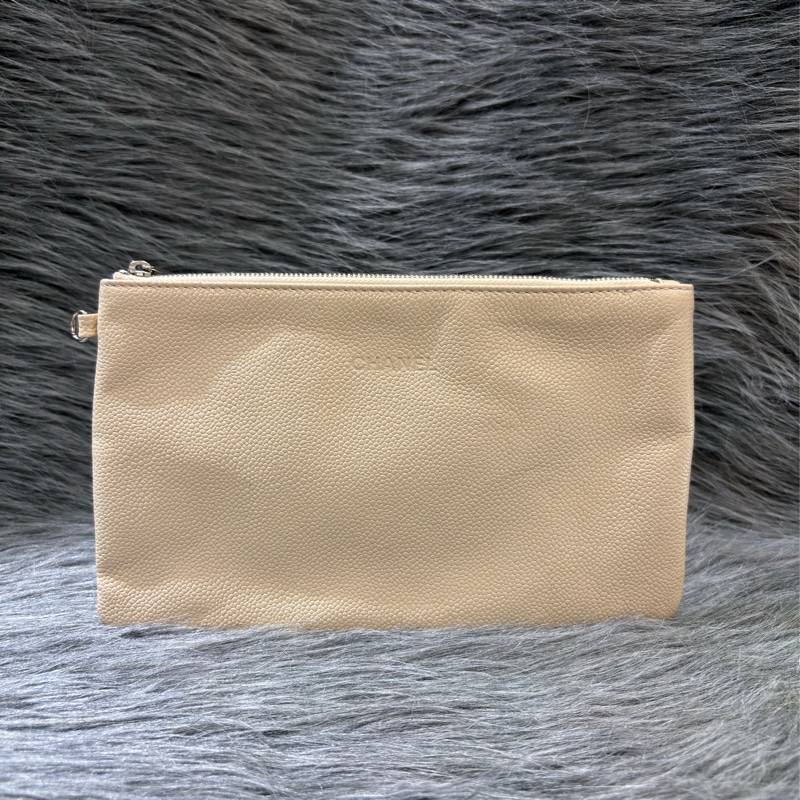 CHANEL TOTE 黑邊奶茶色荔枝皮 縫線菱格 購物包托特包子母包化妝包 BOOKTOTE-51