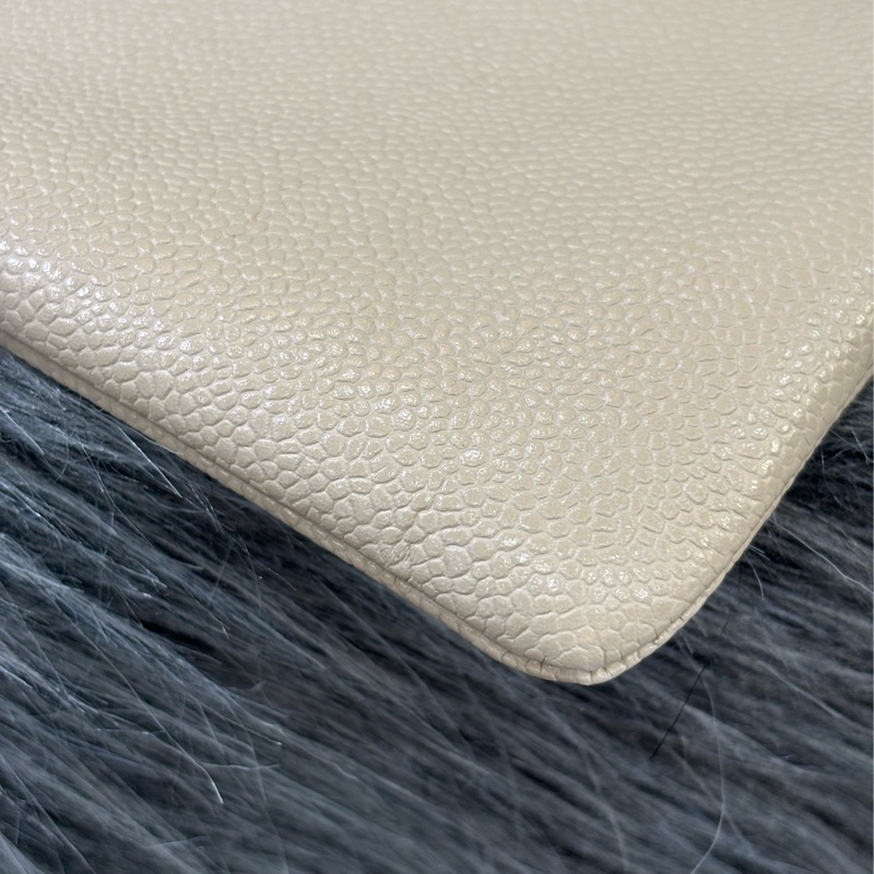CHANEL TOTE 黑邊奶茶色荔枝皮 縫線菱格 購物包托特包子母包化妝包 BOOKTOTE-55
