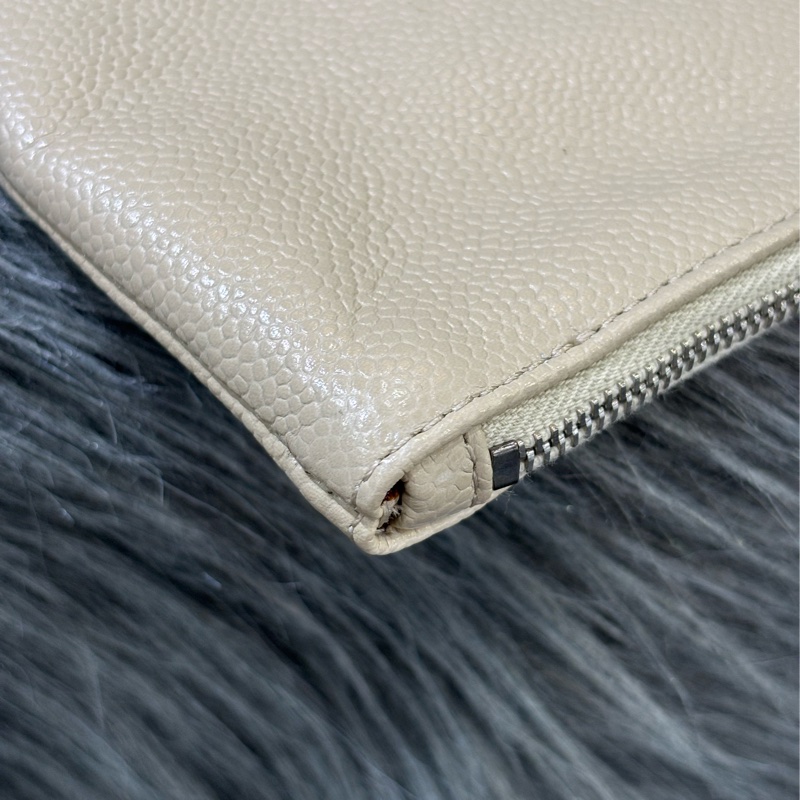 CHANEL TOTE 黑邊奶茶色荔枝皮 縫線菱格 購物包托特包子母包化妝包 BOOKTOTE-58