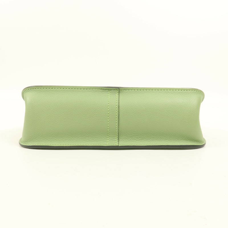 HERMES Evercolor皮革Halzan 25銀扣手挽肩背兩用袋Vert Criquet-3