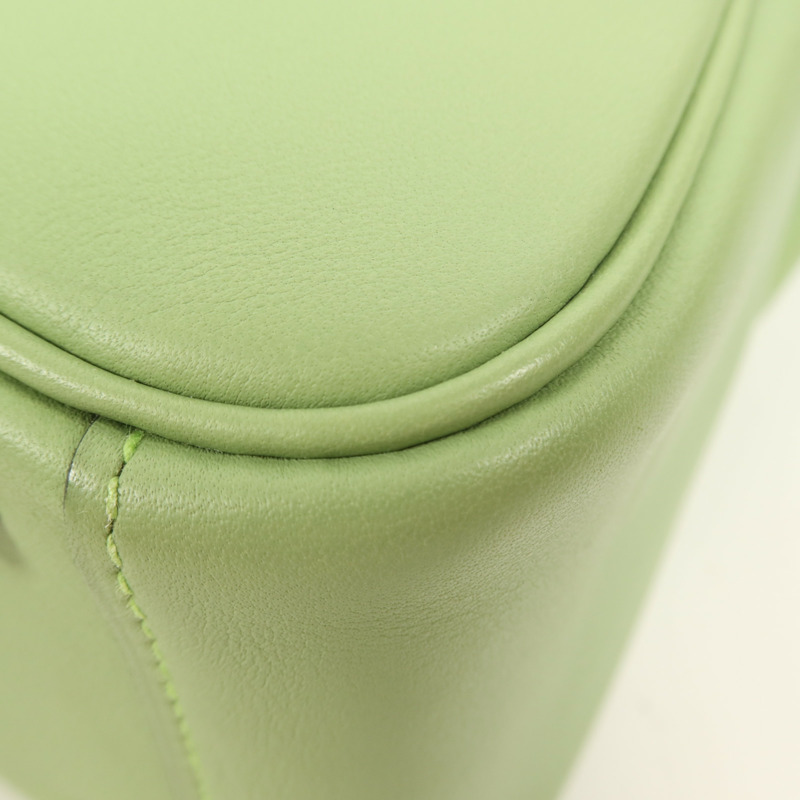 HERMES Swift皮革Mini Lindy銀扣手挽肩背兩用袋Vert Criquet-5