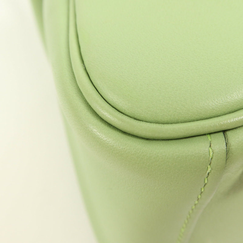 HERMES Swift皮革Mini Lindy銀扣手挽肩背兩用袋Vert Criquet-6