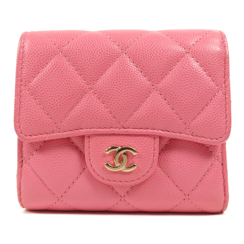 CHANEL 牛皮皮革Wallet金扣錢包-0