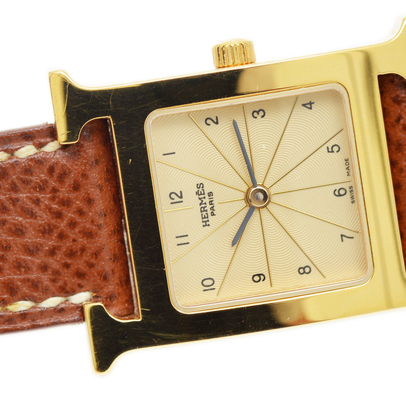 Hermès H Watch PM 女士象牙色錶盤皮革錶帶石英機芯 HH1.201-2