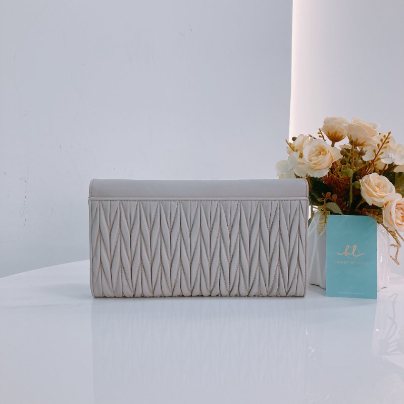 MS0334 繆繆 手拿包 灰色 Miu Miu Clutch 23cm Grey x GHW-1