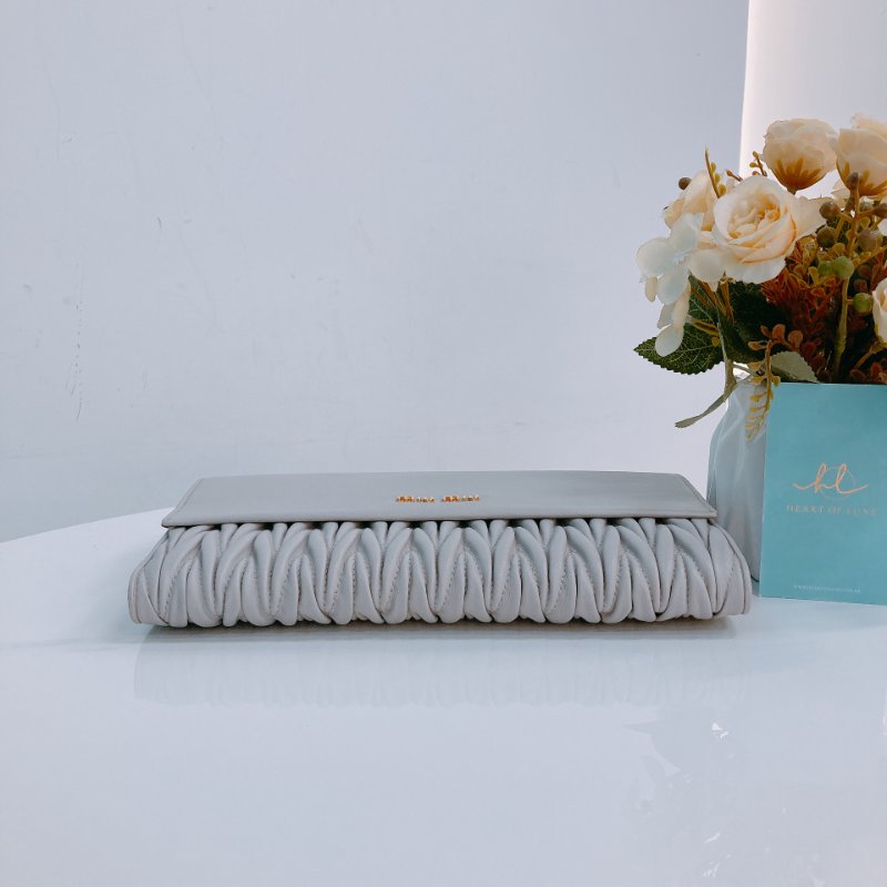 MS0334 繆繆 手拿包 灰色 Miu Miu Clutch 23cm Grey x GHW-4