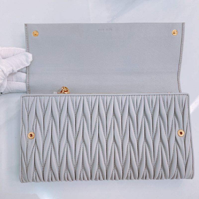 MS0334 繆繆 手拿包 灰色 Miu Miu Clutch 23cm Grey x GHW-8