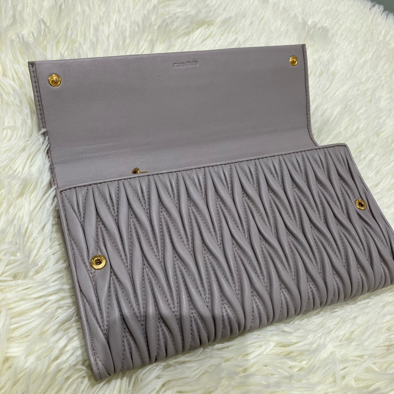 MS0334 繆繆 手拿包 灰色 Miu Miu Clutch 23cm Grey x GHW-19