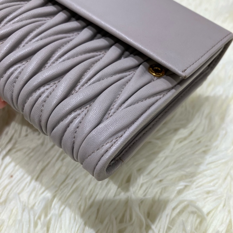 MS0334 繆繆 手拿包 灰色 Miu Miu Clutch 23cm Grey x GHW-25