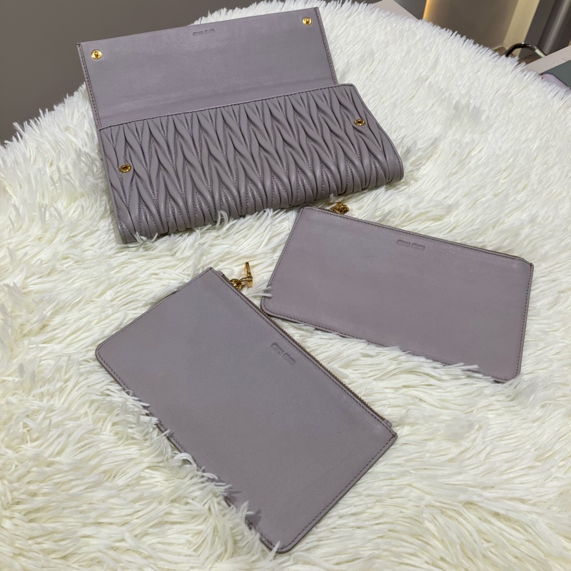 MS0334 繆繆 手拿包 灰色 Miu Miu Clutch 23cm Grey x GHW-28