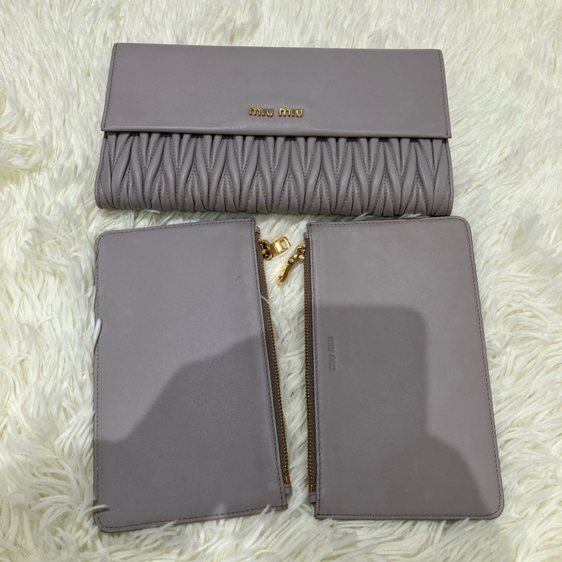 MS0334 繆繆 手拿包 灰色 Miu Miu Clutch 23cm Grey x GHW-33