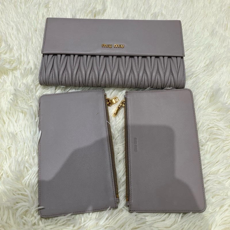MS0334 繆繆 手拿包 灰色 Miu Miu Clutch 23cm Grey x GHW-34