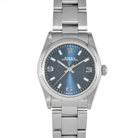 Rolex ROLEX 77080 Oyster Perpetual K系列（2001年製造）自動腕錶 藍色錶盤 男士