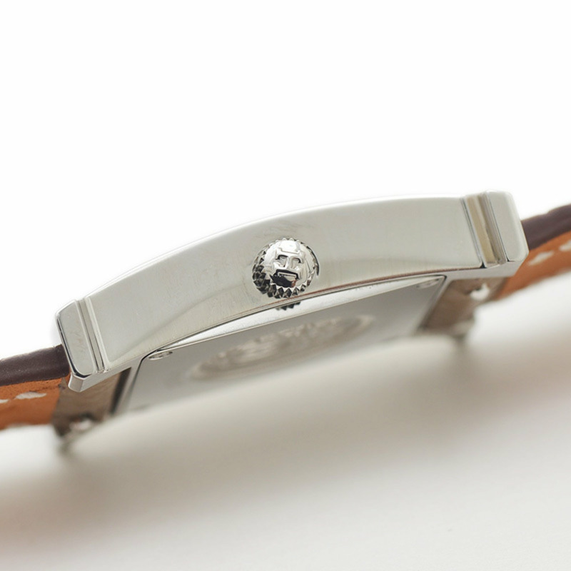 Hermès H Watch PM 女士白色錶盤腕錶,銀色金屬配件和皮革錶帶,石英機芯,HH1.201-2