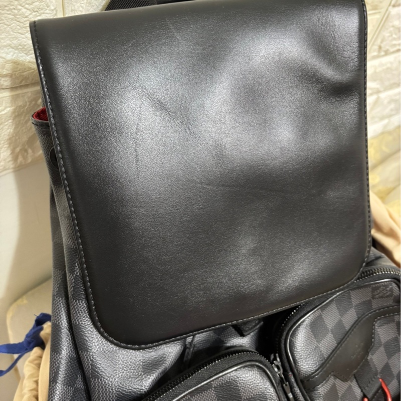 LV 男用後背包 路易威登多功能背包 N40279 石墨背包 格紋灰色 特殊塗層帆布 牛皮-21