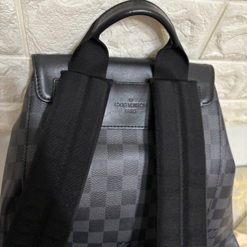 LV 男用後背包 路易威登多功能背包 N40279 石墨背包 格紋灰色 特殊塗層帆布 牛皮-22
