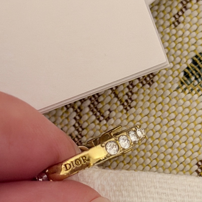 Dior Logo水鑽戒指 S號尺寸 金色 原價12500-3