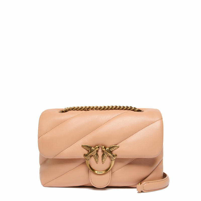 Pinko - Borsa a tracolla Love Puff Rosa Toast Antique Gold - 100038A0F2 - ROSA/TOAST-ANTIQUE/GOLD-0