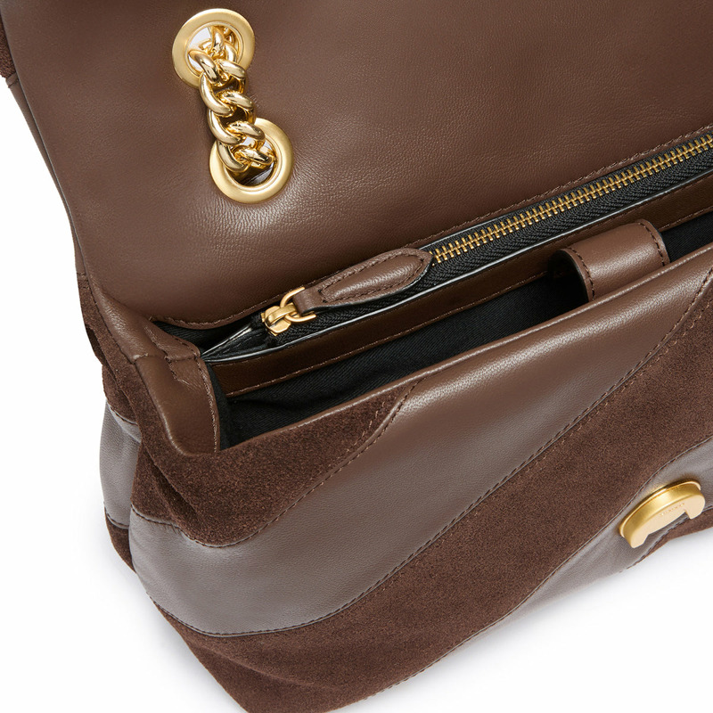 Pinko - Borsa a tracolla Love Puff Suede Marrone Castano Antique Gold - 100038A2JY - MARRONE/CASTANO/MATT/GOLD-3